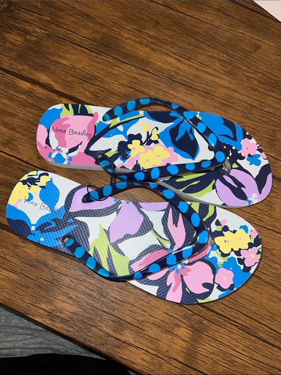 Vera Bradley Shoes - Vera Bradley Floral Pattern Flip Flops in Blue, Pink and Yellow- 7/8